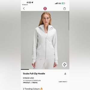 Lululemon scuba full zip hoodie